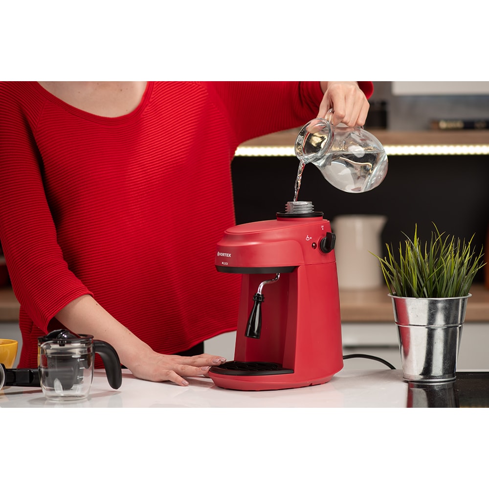 Espressor manual VORTEX VO4009RD, 0.24l, 800W, 3.5 bar, rosu-negru