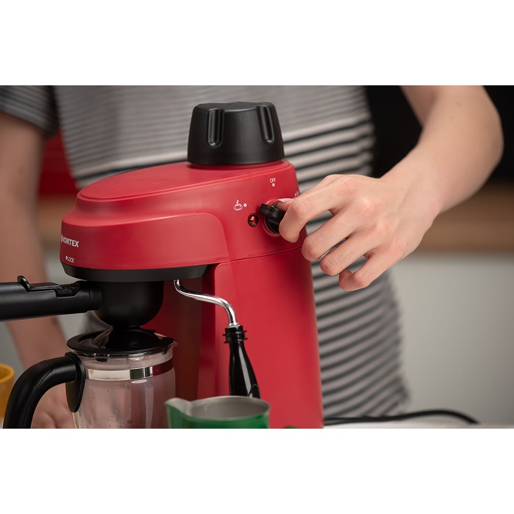 Espressor manual VORTEX VO4009RD, 0.24l, 800W, 3.5 bar, rosu-negru