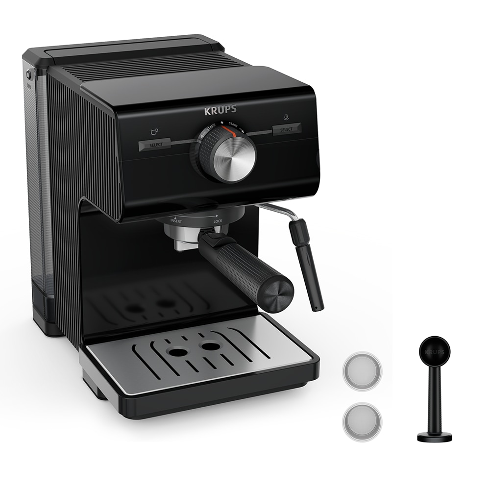 Espressor manual KRUPS Authentic XP381810, 2l, 15 bar, sistem Cappuccino, negru-argintiu