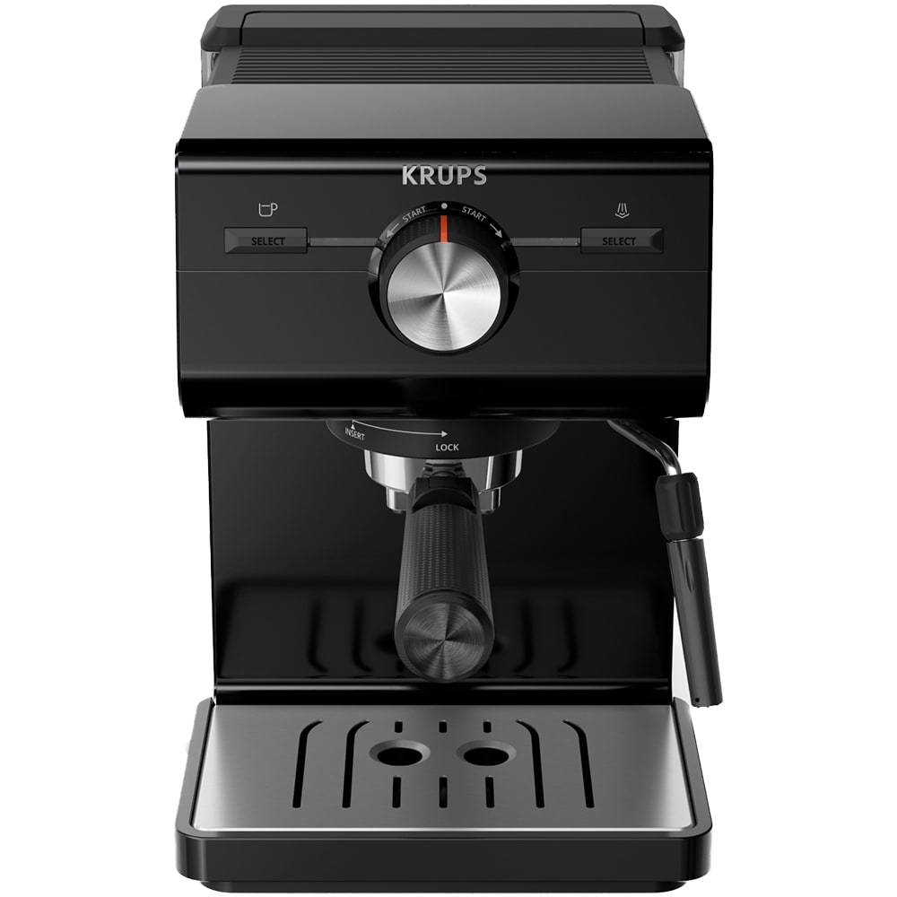Espressor manual KRUPS Authentic XP381810, 2l, 15 bar, sistem Cappuccino, negru-argintiu