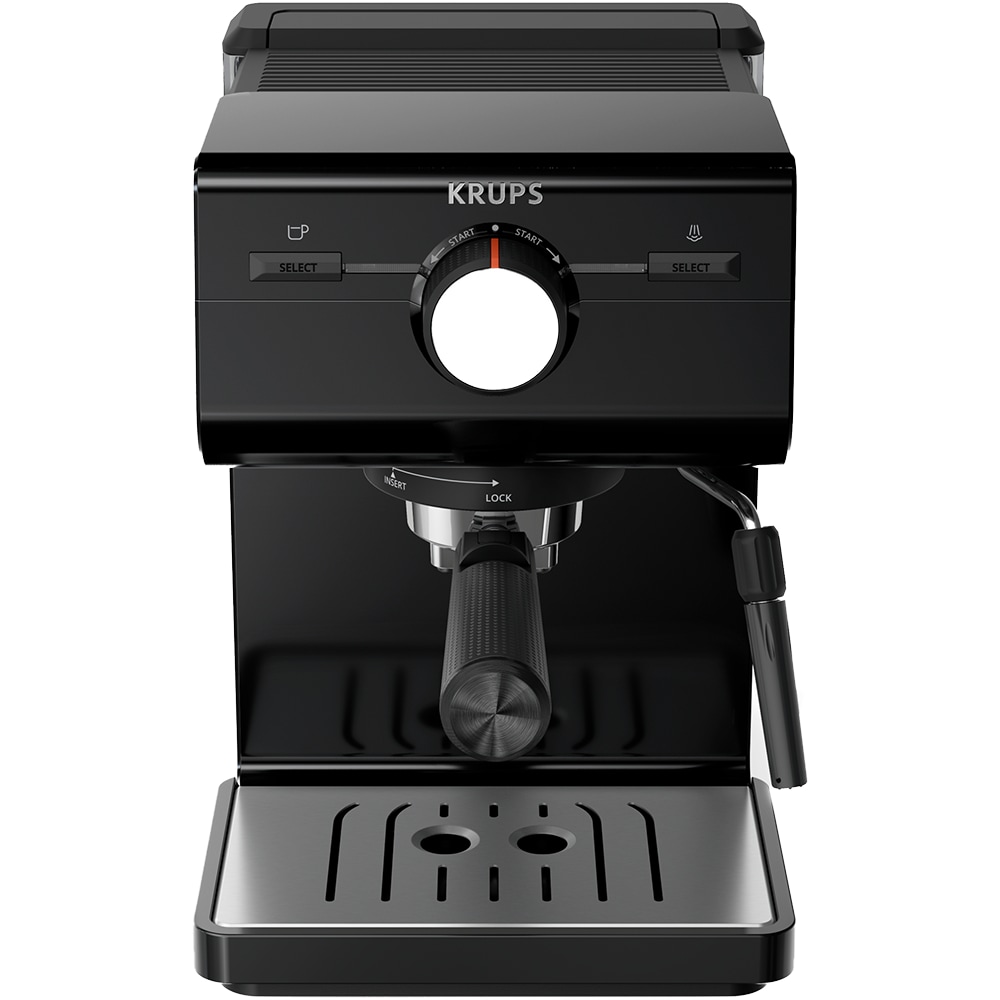 Espressor manual KRUPS Authentic XP381810, 2l, 15 bar, sistem Cappuccino, negru-argintiu