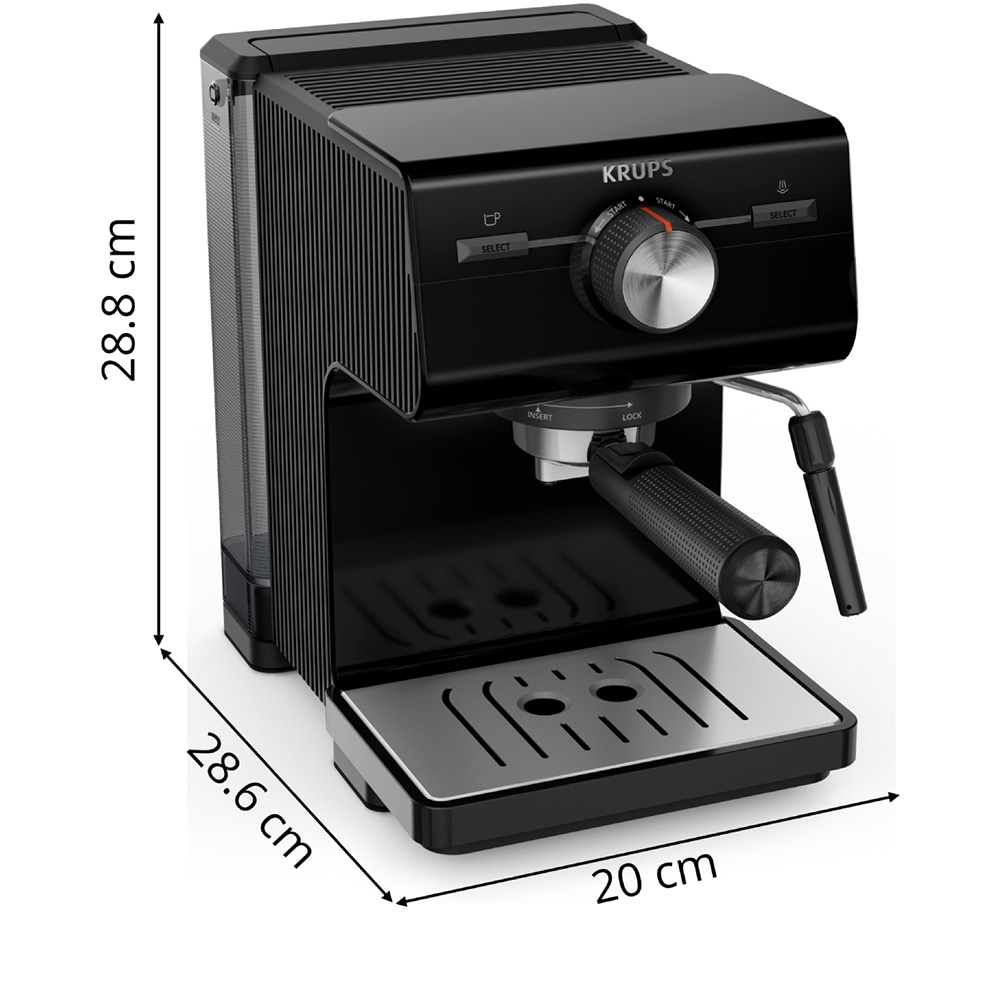 Espressor manual KRUPS Authentic XP381810, 2l, 15 bar, sistem Cappuccino, negru-argintiu