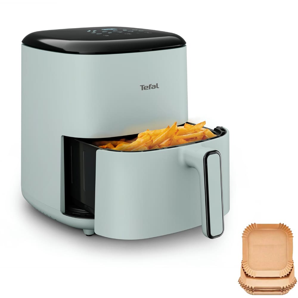 Friteuza cu aer cald TEFAL Easy Fry POP EY2454E0, 5l, 1kg, 1500W, verde-negru