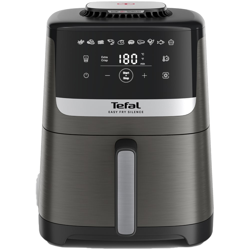 Friteuza cu aer cald TEFAL Easy Fry Silence EY551HE0, 1.5kg, 5l, 1670W, gri inchis-negru