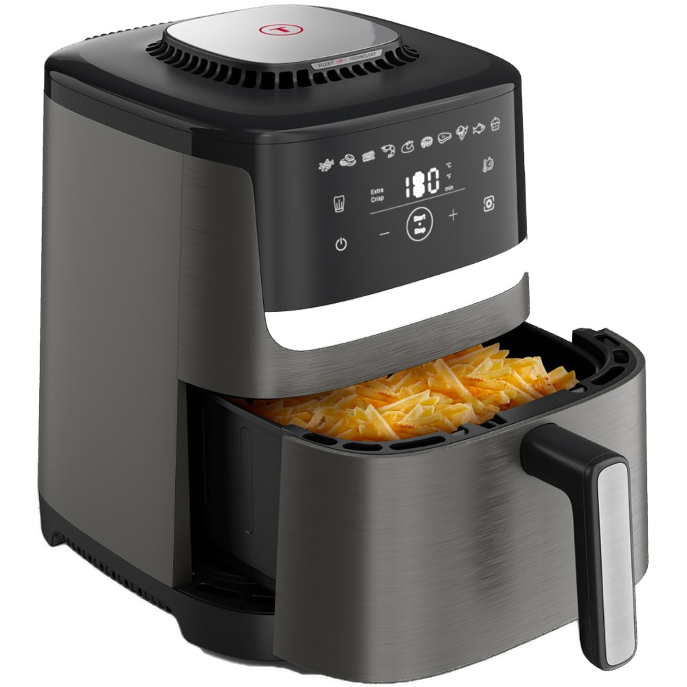 Friteuza cu aer cald TEFAL Easy Fry Silence EY551HE0, 1.5kg, 5l, 1670W, gri inchis-negru