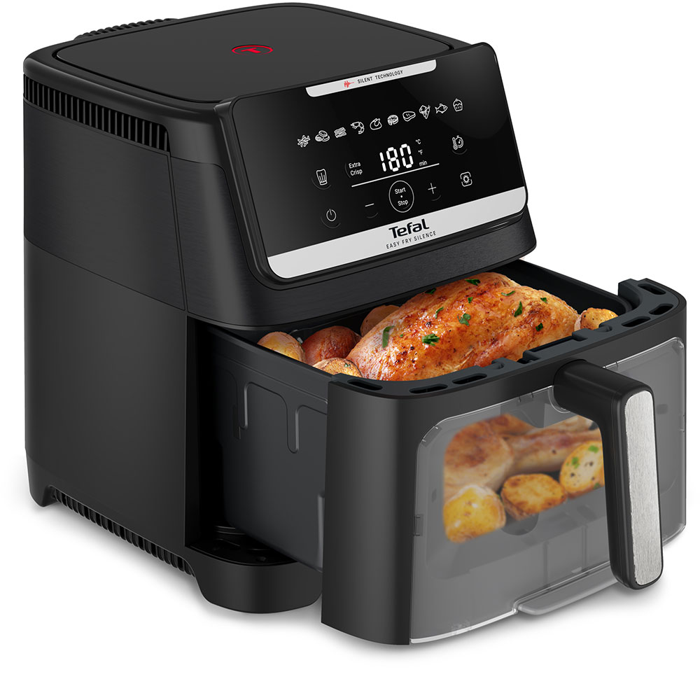 Friteuza cu aer cald TEFAL Easy Fry Silence EY8468E0, 2kg, 7l, 2000W, negru