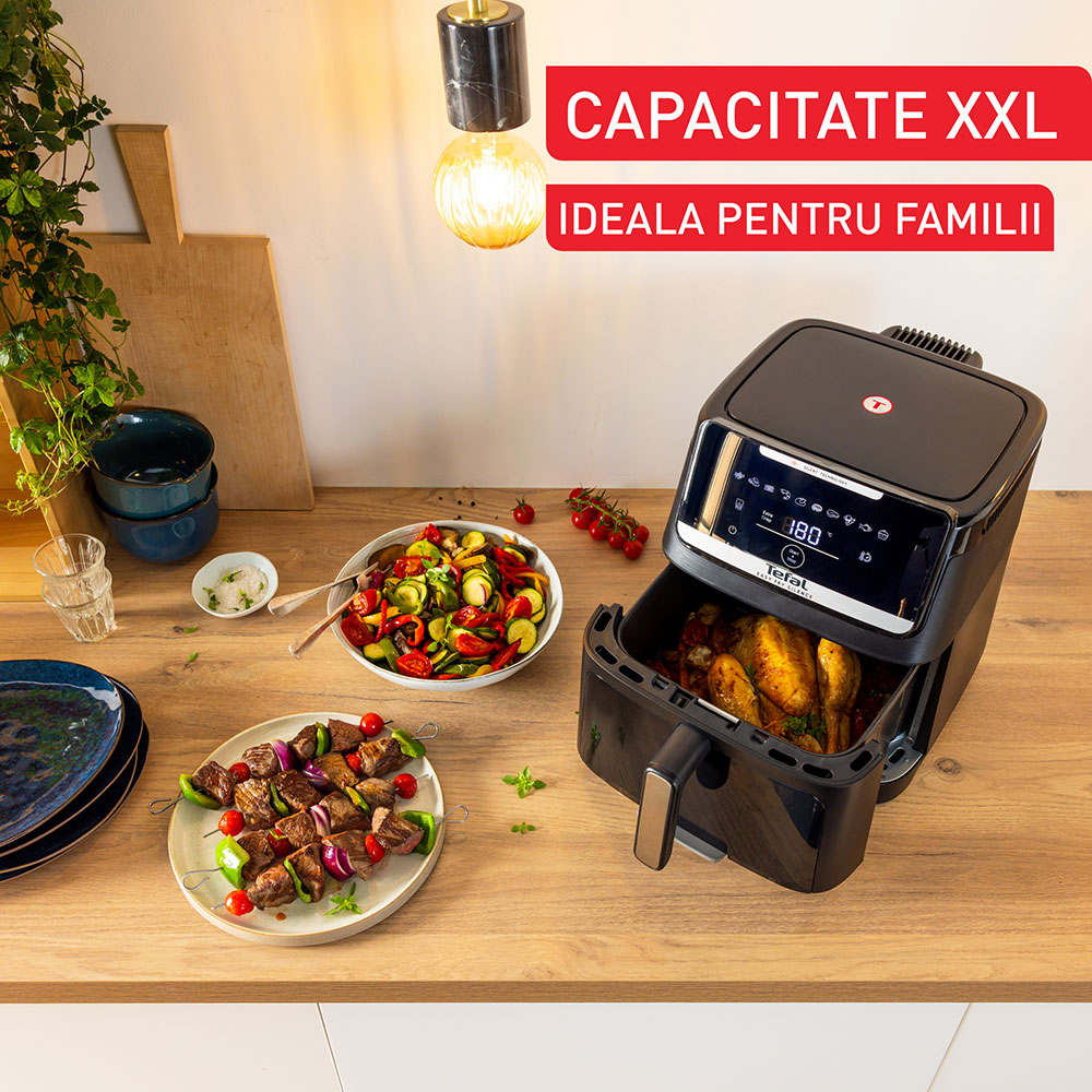 Friteuza cu aer cald TEFAL Easy Fry Silence EY8468E0, 2kg, 7l, 2000W, negru