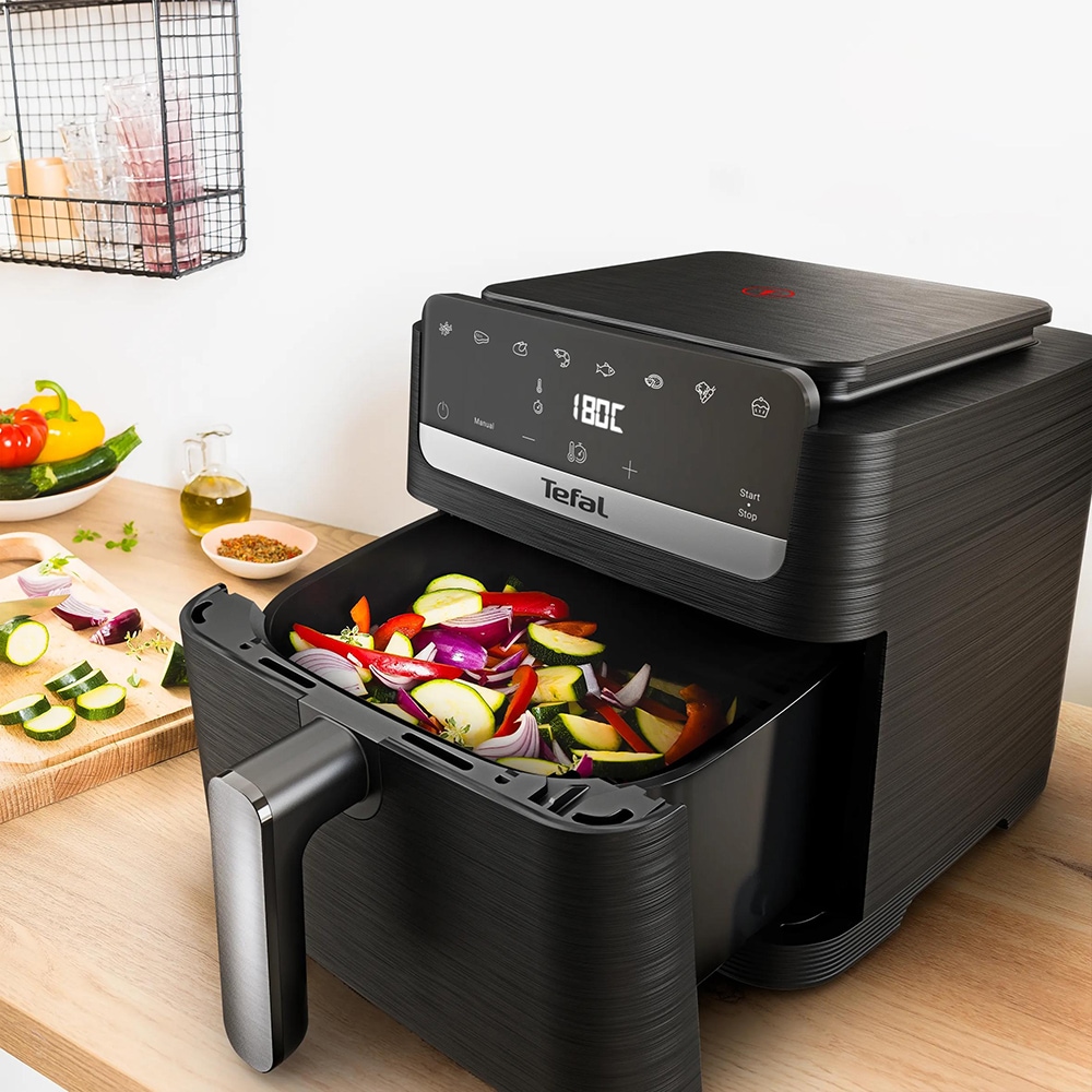 Friteuza cu aer cald TEFAL Easy Fry Mega Compact EY866HE1, 1.5kg, 7.5l, 2020W, negru