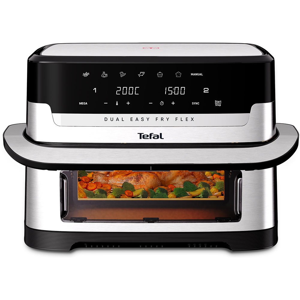 Friteuza cu aer cald TEFAL Dual Easy Fry Flex EY922DE0, 2.5kg, 9l,  2700W, argintiu-negru