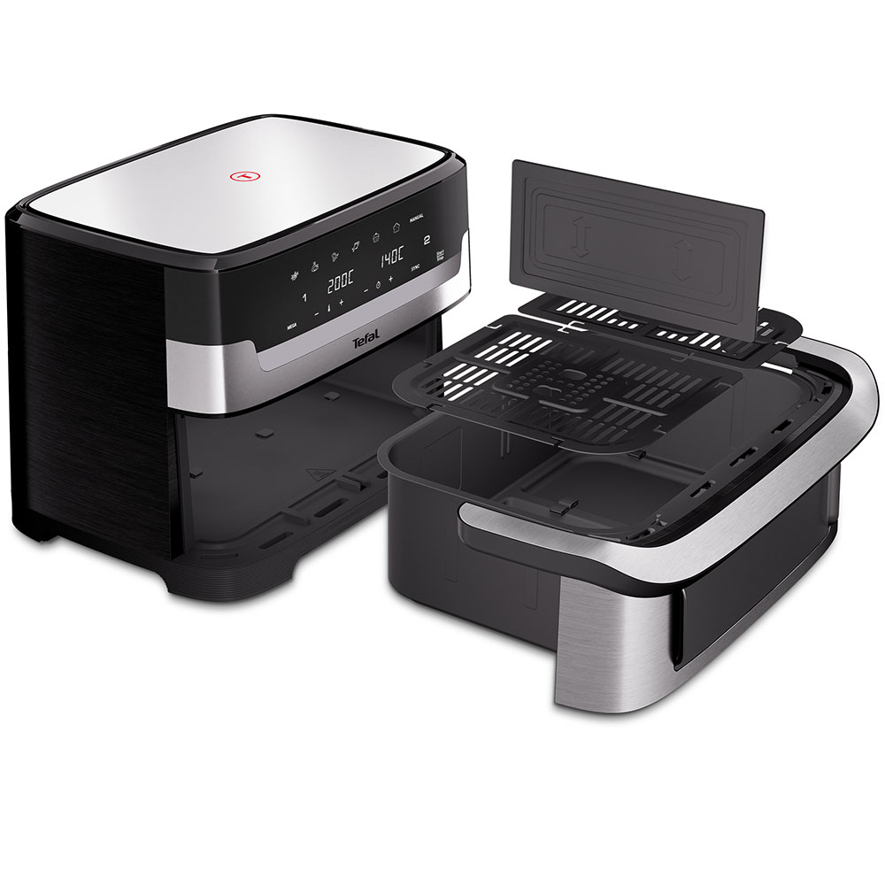 Friteuza cu aer cald TEFAL Dual Easy Fry Flex EY922DE0, 2.5kg, 9l,  2700W, argintiu-negru