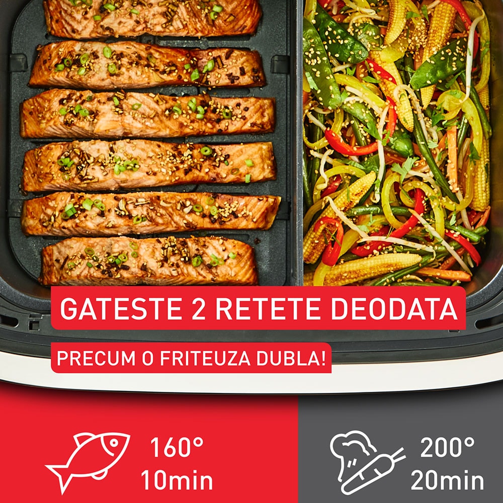 Friteuza cu aer cald TEFAL Dual Easy Fry Flex EY922DE0, 2.5kg, 9l,  2700W, argintiu-negru