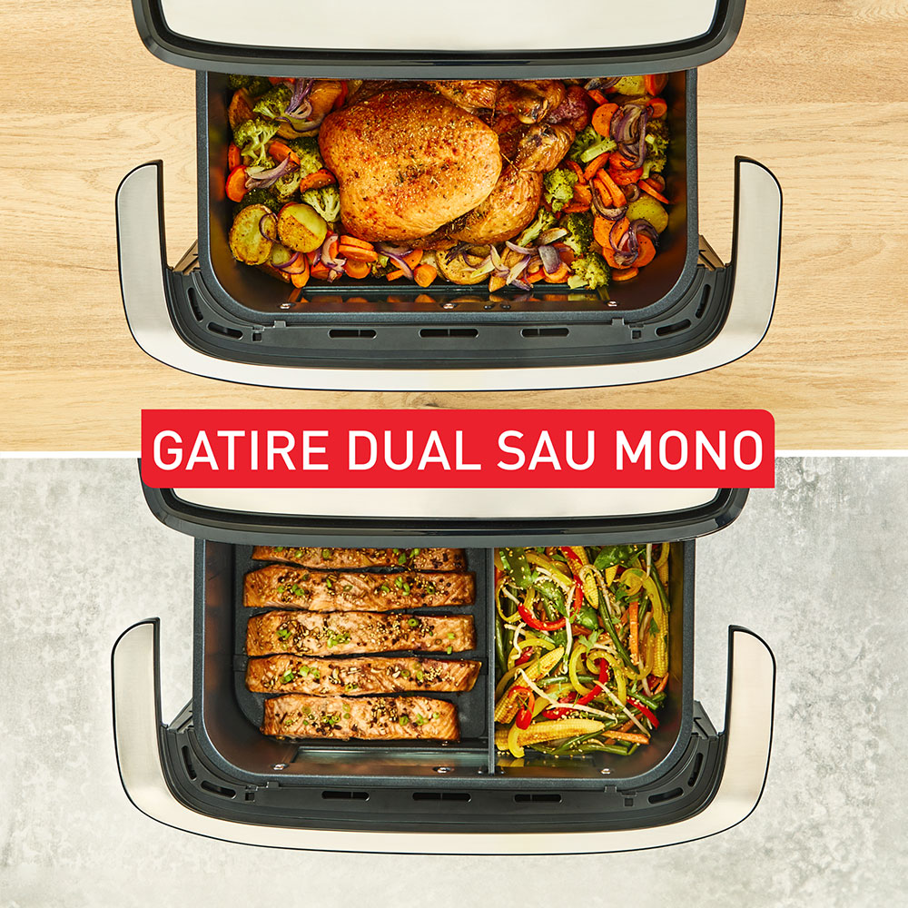 Friteuza cu aer cald TEFAL Dual Easy Fry Flex EY922DE0, 2.5kg, 9l,  2700W, argintiu-negru