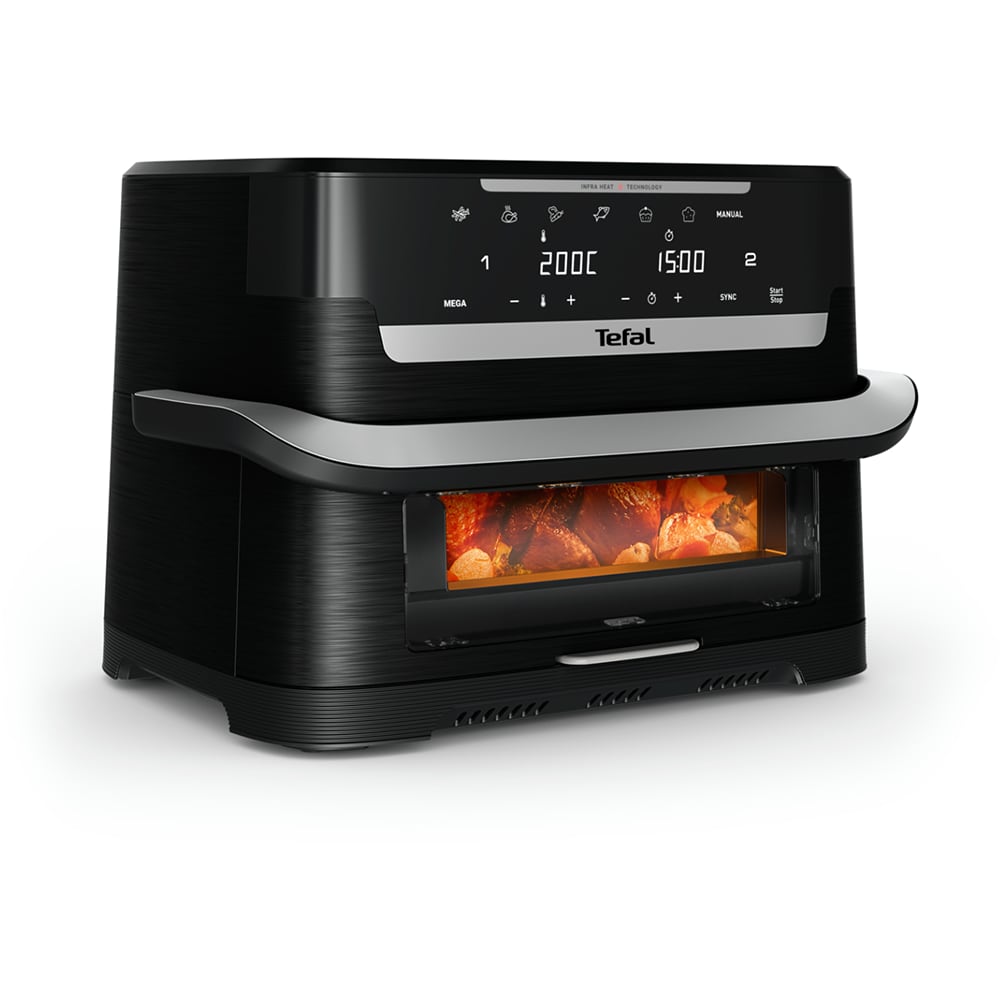 Friteuza cu aer cald dubla TEFAL Ever Fry Dual Flex EY9278E0, 9l, 2.5kg, 2700W, negru-argintiu