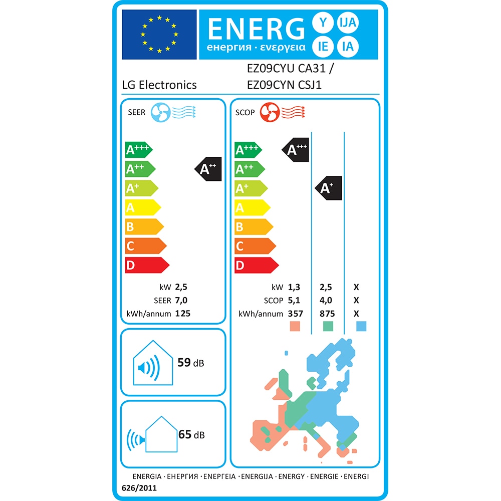 Aer conditionat LG Dualcool Special E EZ09CYN, 9000 BTU, A++/A+, Dual Inverter, Wi-Fi, alb