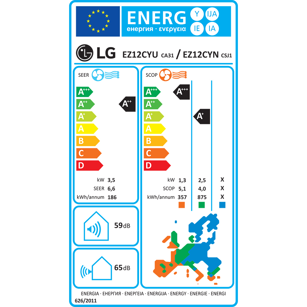 Aer conditionat LG Dualcool Special E EZ12CYN, 12000 BTU, A++/A+, Dual Inverter, Wi-Fi, alb