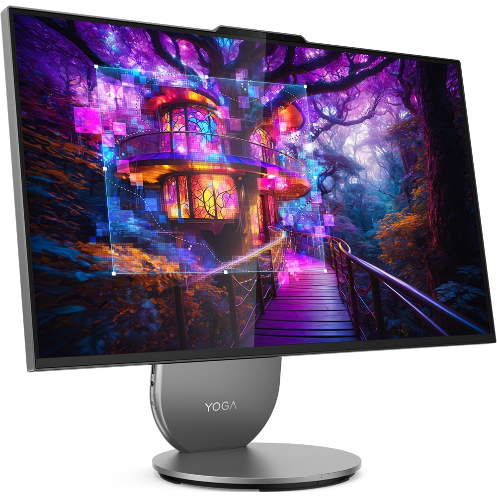 Sistem All in One LENOVO Yoga AIO 27IAH10, Intel Core Ultra 5 125H pana la 4.5GHz, 27" QHD, 16GB, SSD 512GB, Intel Arc Graphics, Windows 11 Home, Luna Grey