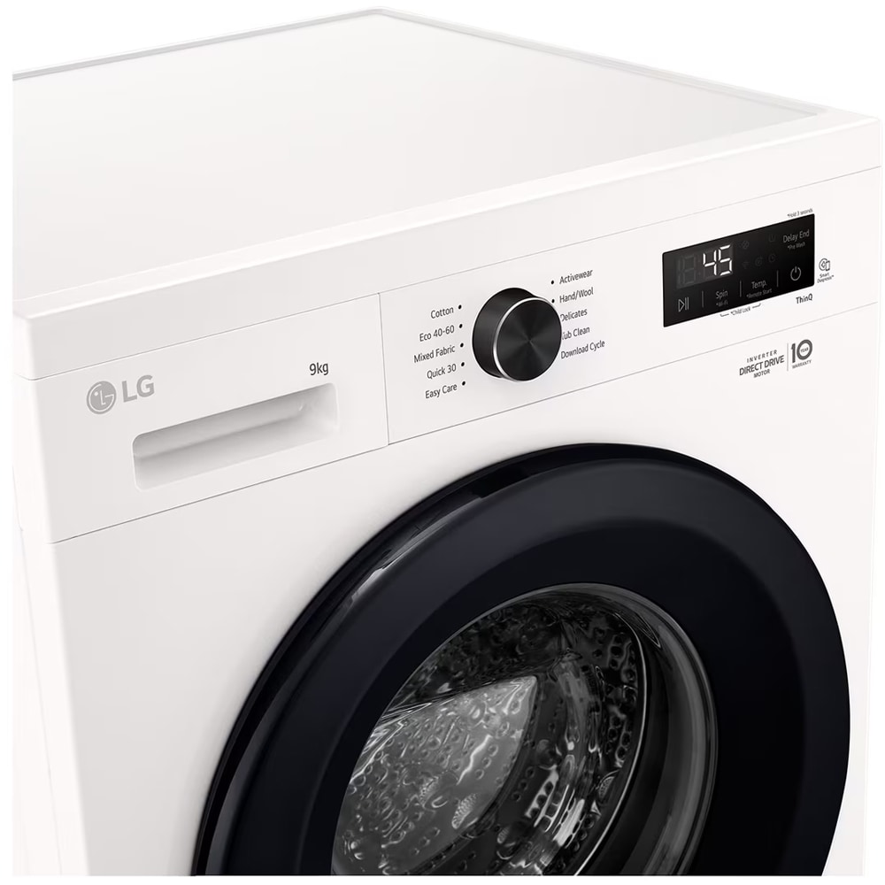Masina de spalat rufe frontala LG F4X1009NWK, 6 Motion DD, Steam, 9 kg, 1400rpm, Clasa A, Wi-Fi, alb