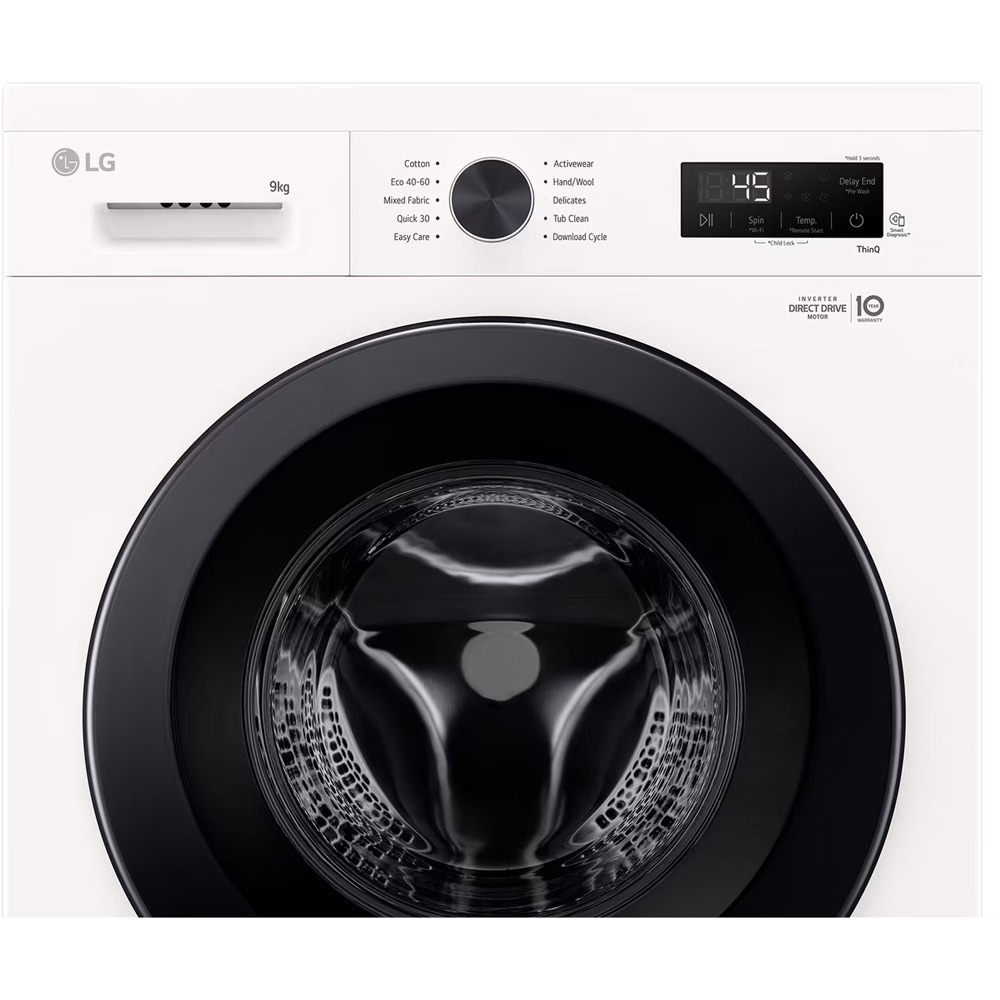 Masina de spalat rufe frontala LG F4X1009NWK, 6 Motion DD, Steam, 9 kg, 1400rpm, Clasa A, Wi-Fi, alb