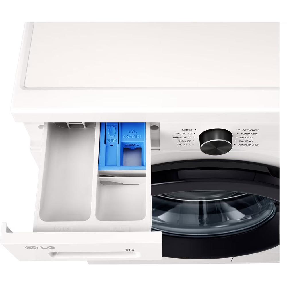 Masina de spalat rufe frontala LG F4X1009NWK, 6 Motion DD, Steam, 9 kg, 1400rpm, Clasa A, Wi-Fi, alb
