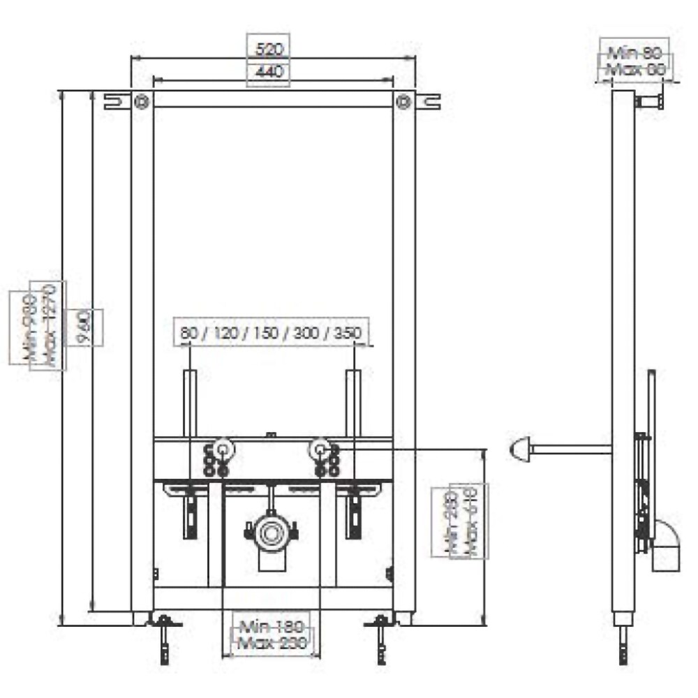 Cadru fixare bideu FLUIDMASTER Basic 50 F5-0053-0251, H 98 - 127 cm
