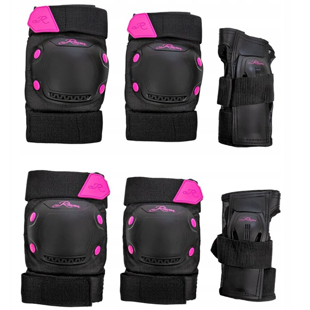 Set protectie RAVEN Dexard coate, genunchi si brate, marimea S, negru-roz