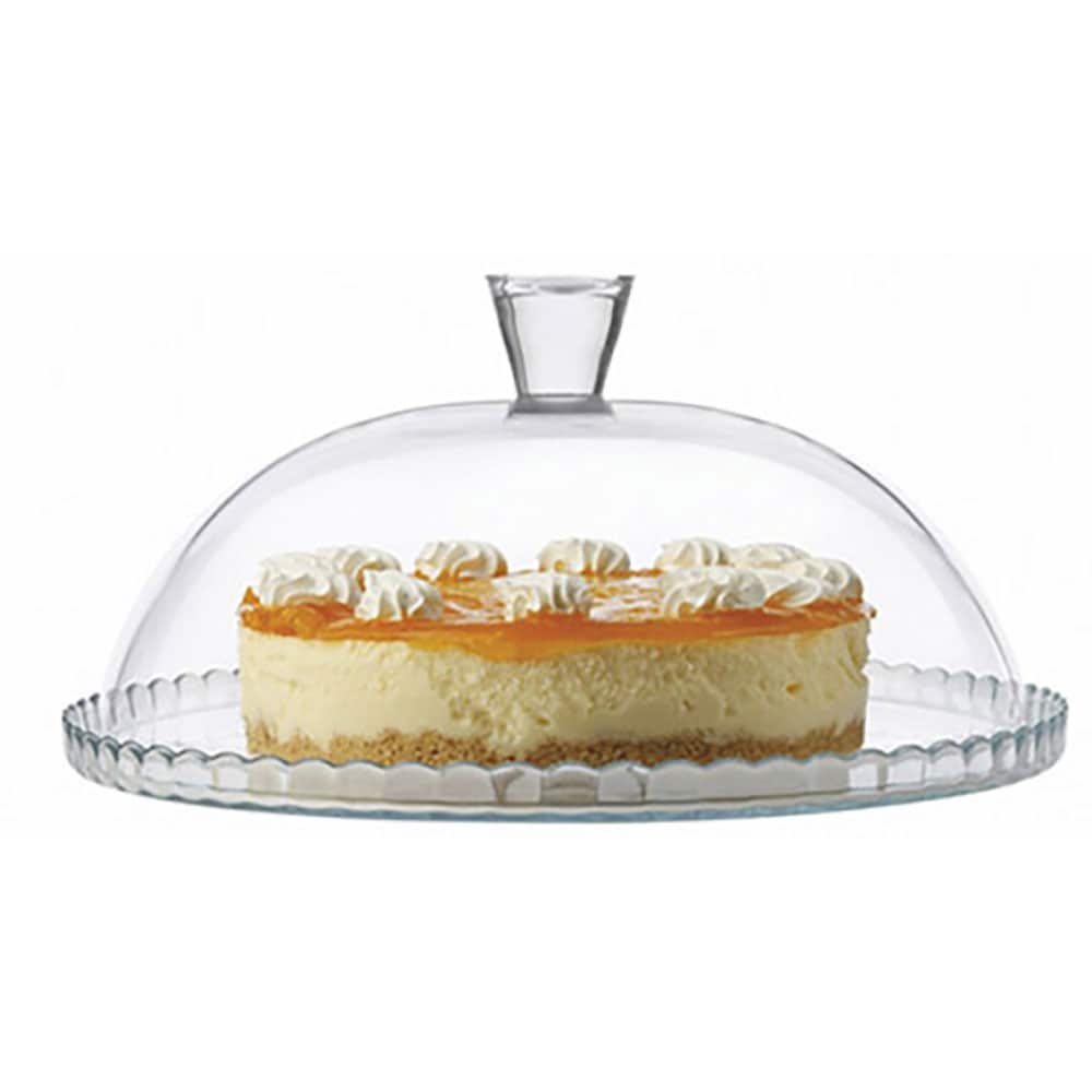 Platou prajituri cu capac PASABAHCE Patisserie, 32cm, sticla, transparent