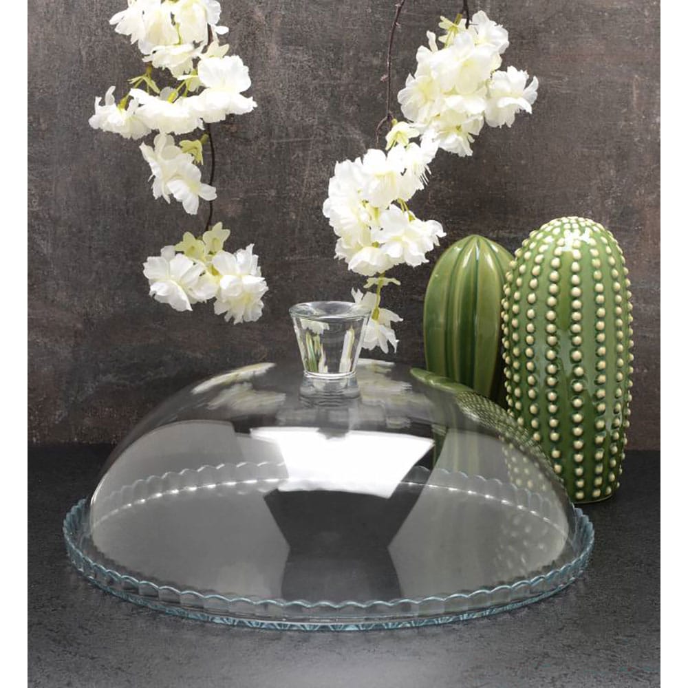 Platou prajituri cu capac PASABAHCE Patisserie, 32cm, sticla, transparent