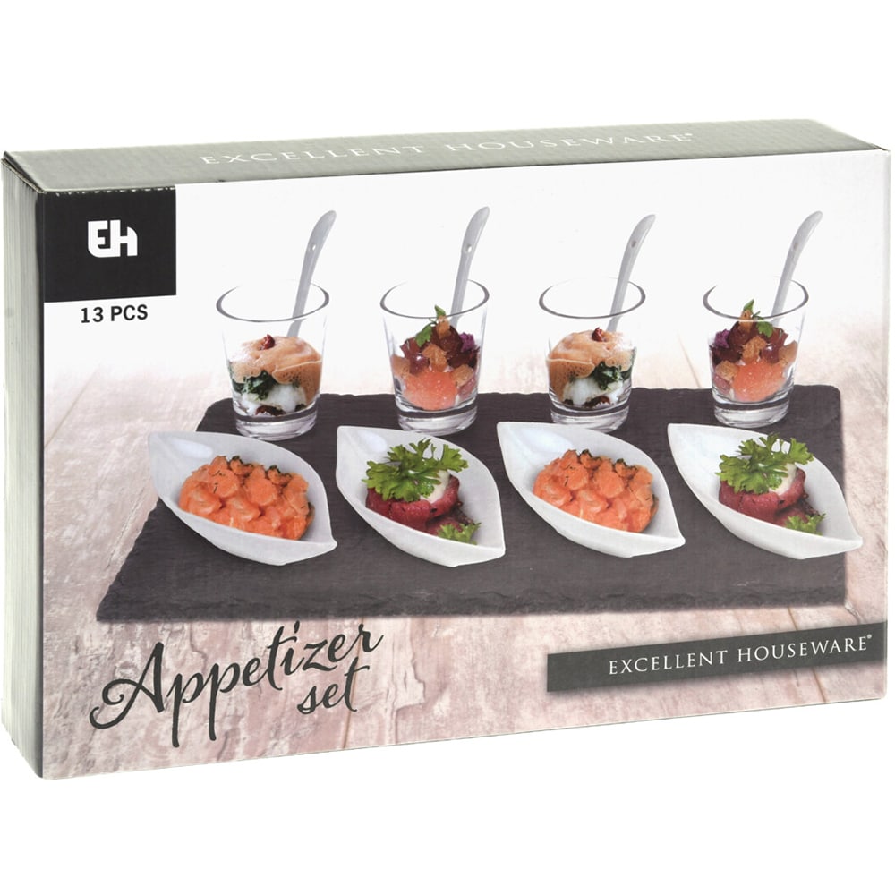 Set de masa EXCELLENT HOUSEWARE 210000480, 13 piese, ceramica, alb