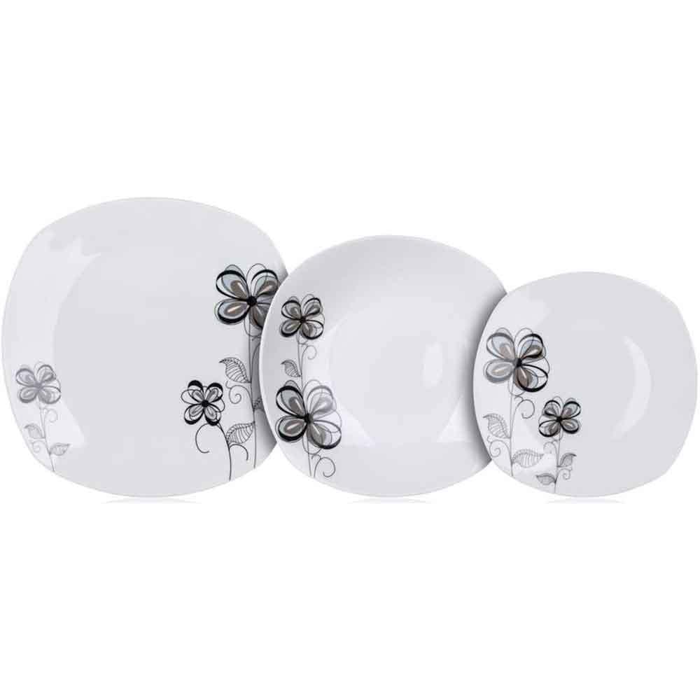 Set de masa BANQUET Florea, 18 piese, ceramica, alb