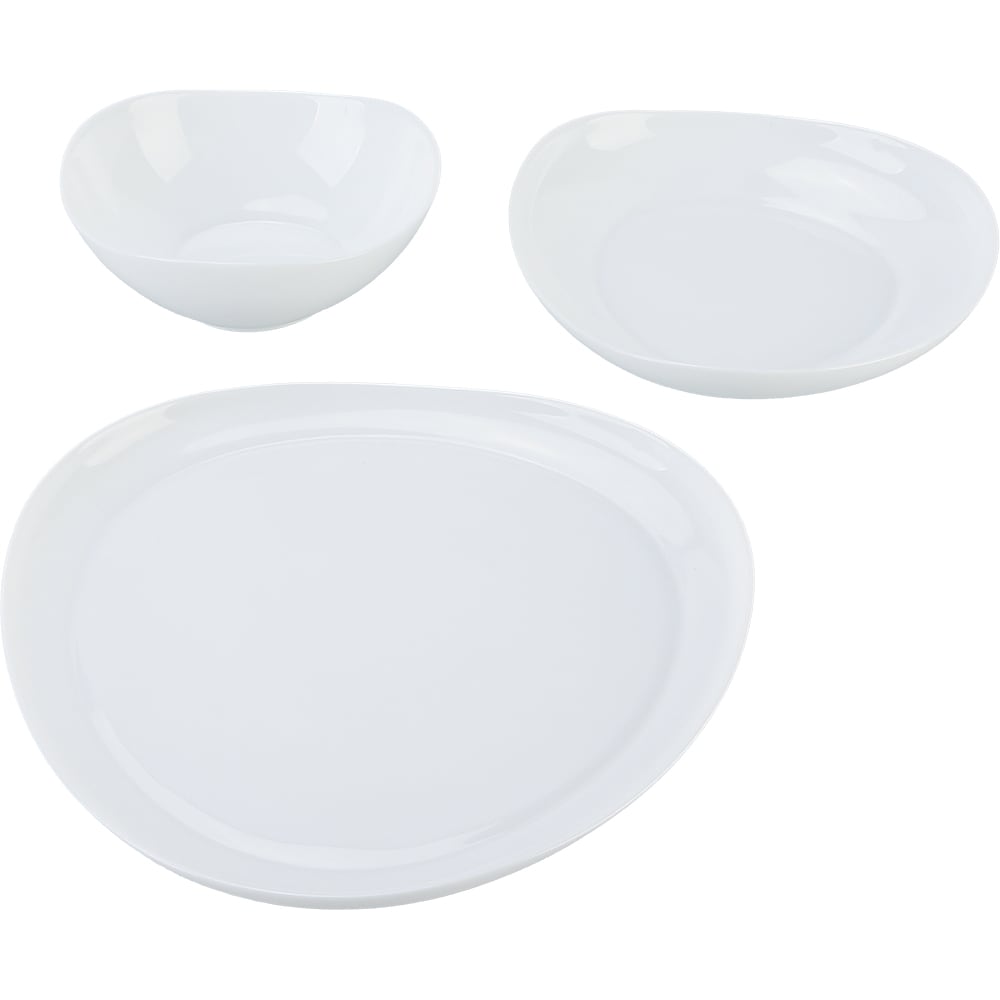 Set de masa MYRIA MC4007, 12 piese, sticla opal, alb