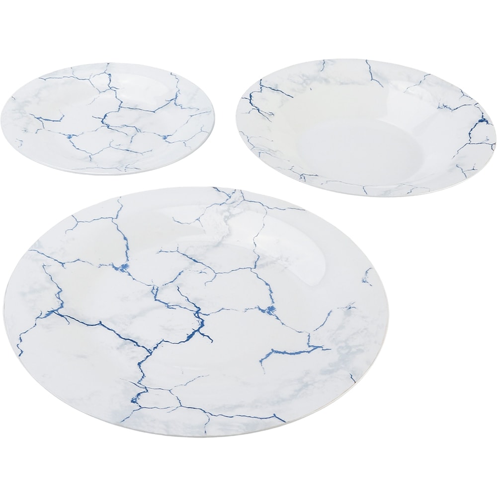 Set de masa MYRIA MC4010, 18 piese, sticla opal, alb
