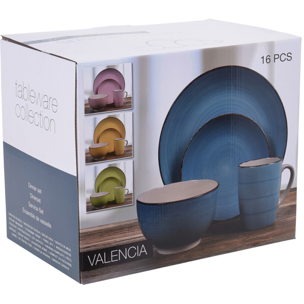 Set de masa SIAKI Q88000070, 16 piese, ceramica, albastru