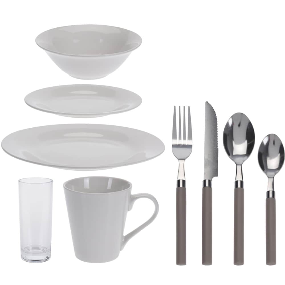 Set de masa EXCELLENT HOUSEWARE Q90000010, 36 piese, ceramica, alb