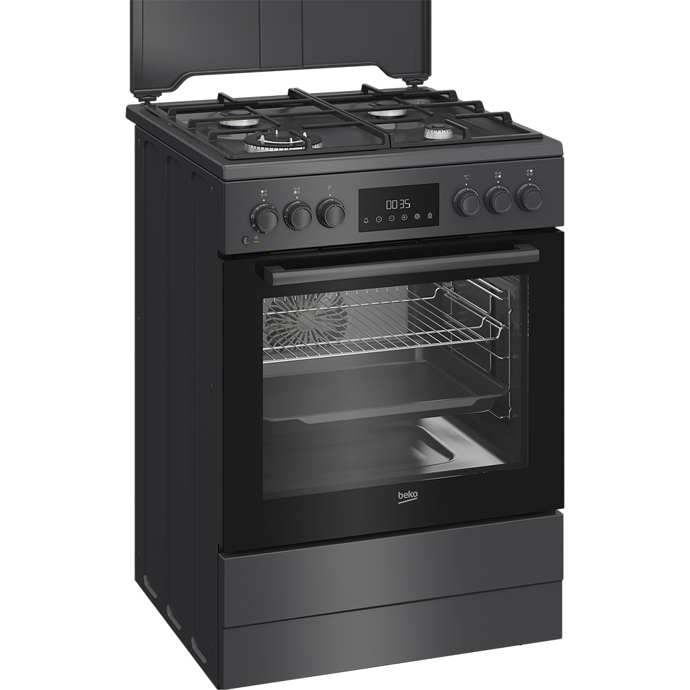 Aragaz BEKO FBSM62320SAC, 4 arzatoare, Gaz + Electric, L 60 cm, Grill, antracit