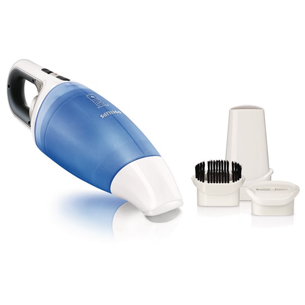 Aspirator de mana PHILIPS Mini Vac FC6142/01, 0.5l, 4.8V, autonomie max 9 min, alb-albastru
