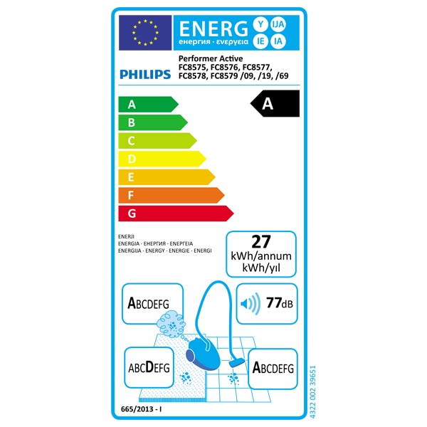 Aspirator cu sac PHILIPS Performer Active FC8578/09, 4l, 650W, 77dB, negru-albastru 