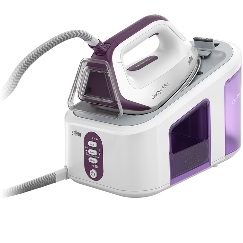 Statie de calcat BRAUN CareStyle 3 Pro IS3155VI, 2400W, 430g/min, 2l, talpa Eloxal, alb-mov