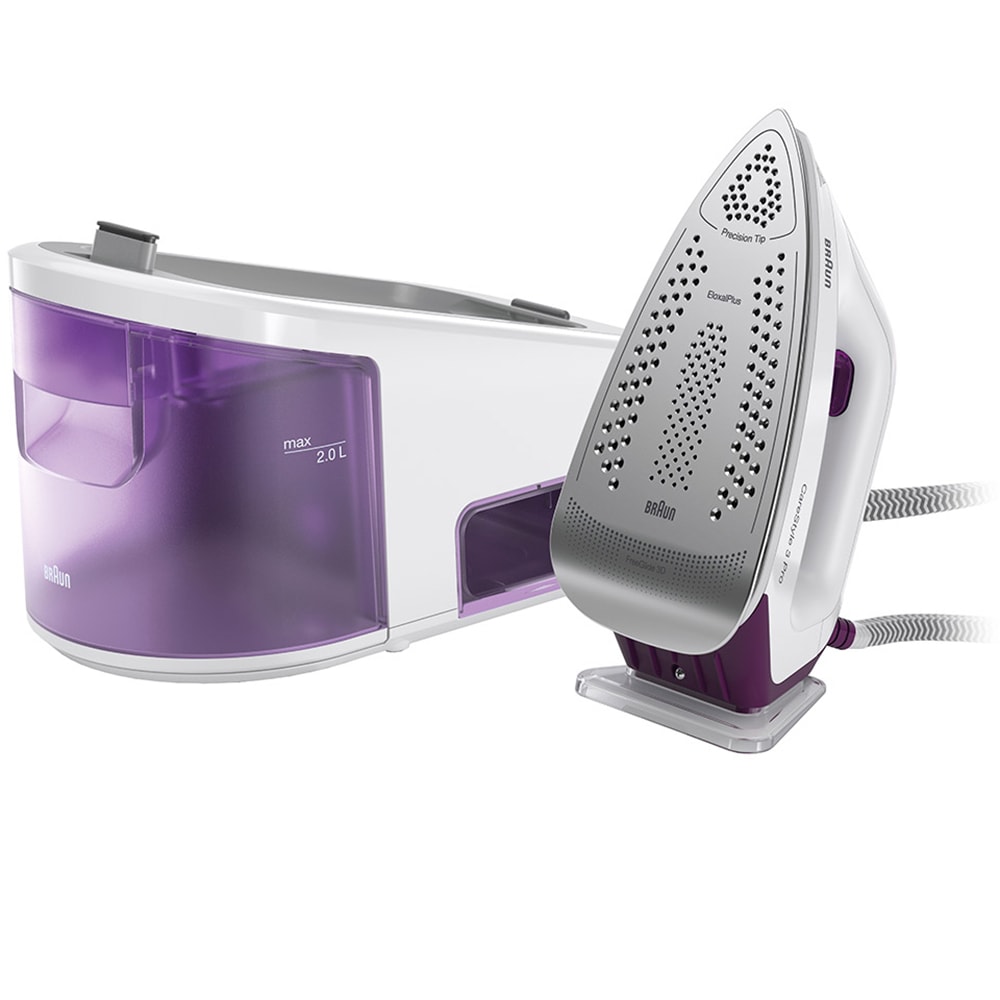 Statie de calcat BRAUN CareStyle 3 Pro IS3155VI, 2400W, 430g/min, 2l, talpa Eloxal, alb-mov