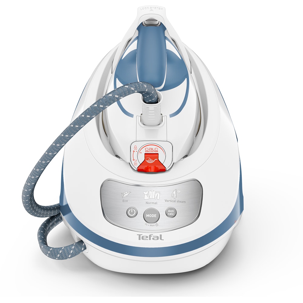 Statie de calcat TEFAL Express Protect SV9202E0, 2800W, 520g/min, 1800ml, talpa Durilium, alb-bleu
