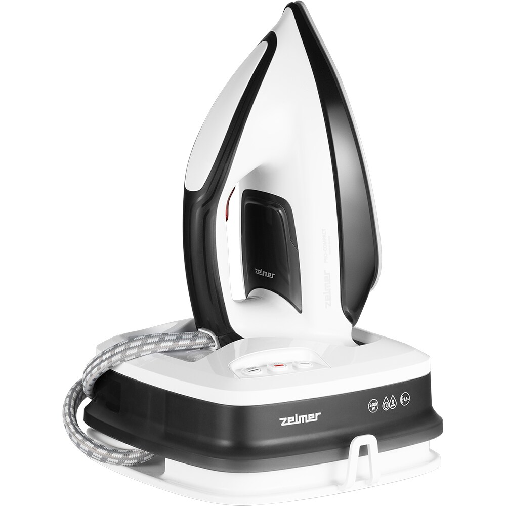 Statie de calcat ZELMER Pro Compact ZIS8402, 2400W, 400g/min, 1.6l, talpa Diamond 4D Ceramic, alb-negru