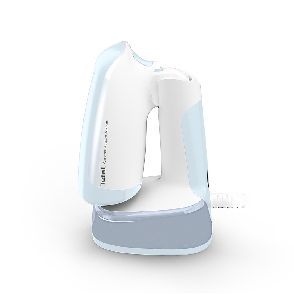Aparat de calcat vertical TEFAL Access Steam Pocket DT3041E1, 1300W, talpa ceramica, alb-bleu
