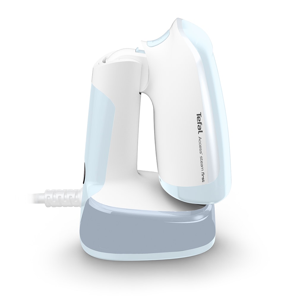 Aparat de calcat vertical TEFAL Access Steam Pocket DT3041E1, 1300W, talpa ceramica, alb-bleu