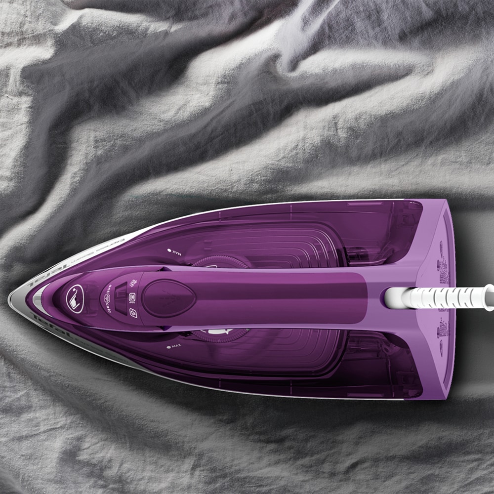 Fier de calcat TEFAL Express Steam FV2836, 2400W, 165g/min, 270ml, talpa ceramica, mov-alb