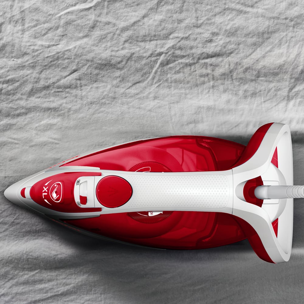 Fier de calcat TEFAL EasyGliss Plus FV5717E0, 2500W, 195g/min, 270ml, talpa Durilium AirGlide, alb-rosu