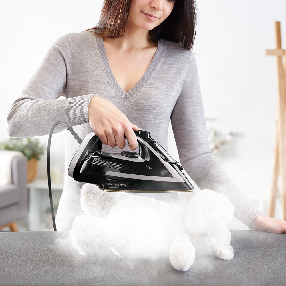 Fier de calcat TEFAL Puregliss FV8062E0, 3000W, 280g/min, 270ml, talpa Durilium AirGlide, negru-gri