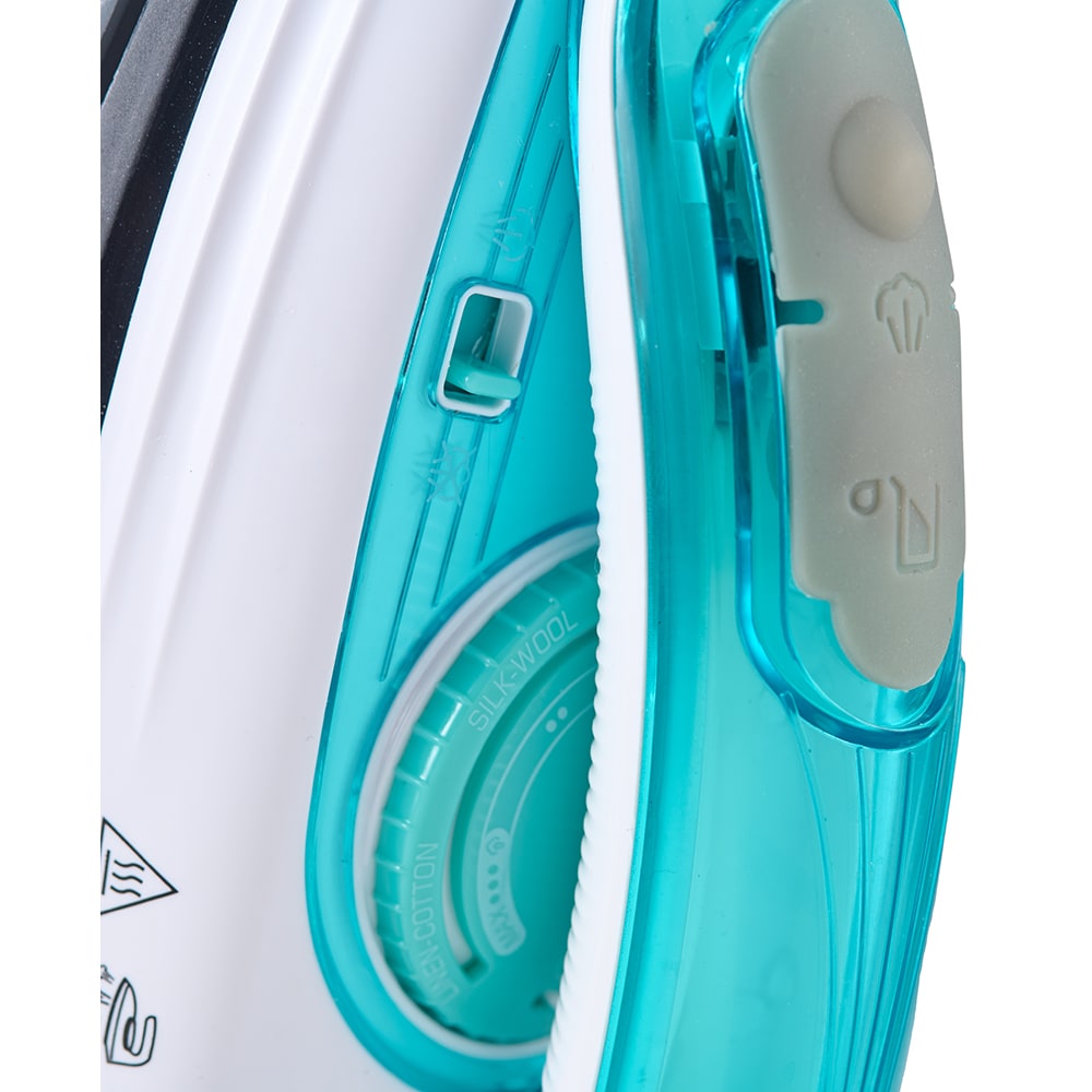 Fier de calcat pentru voiaj MYRIA MY4556, 1000W, 40g/min, 50ml, talpa ceramica, verde-alb