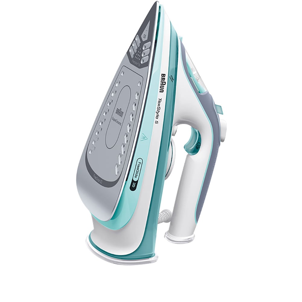 Fier de calcat BRAUN TexStyle 5 SI5017GR, 2700W, 190g/min, 270ml, talpa Super Ceramic, alb-verde deschis