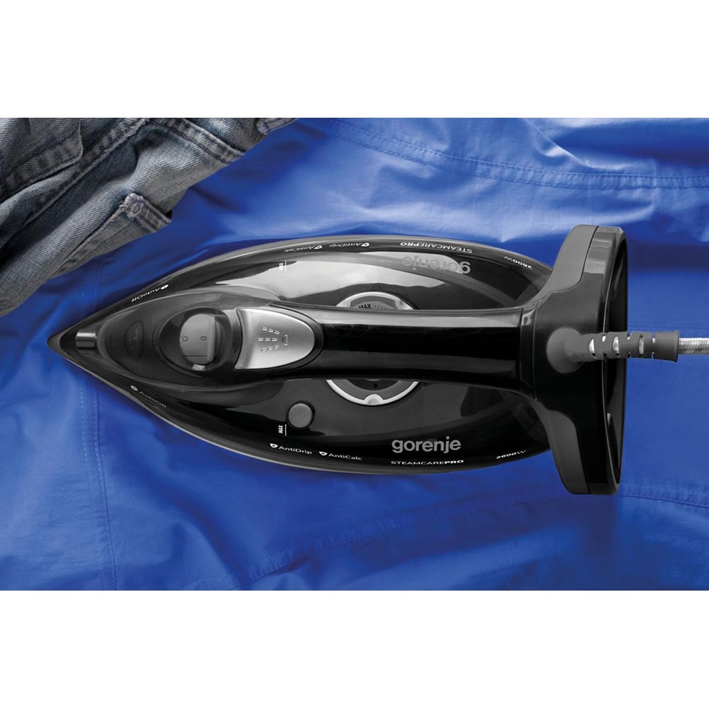 Fier de calcat GORENJE SIH2600BKG, 2600W, 95g/min, 350ml, talpa ceramica, negru