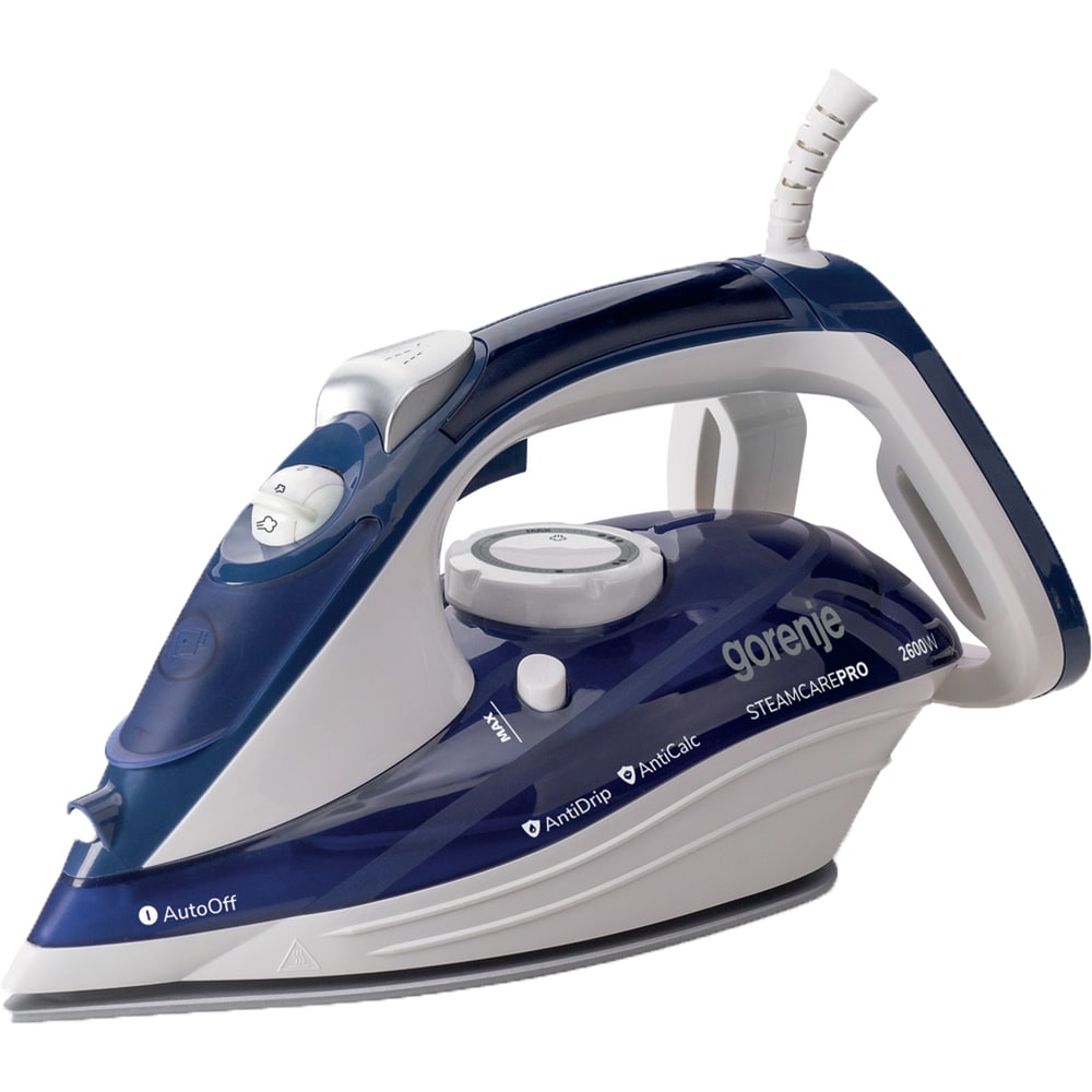 Fier de calcat GORENJE SIH2600BLC, 2600W, 95g/min, 350ml, talpa ceramica, albastru-alb