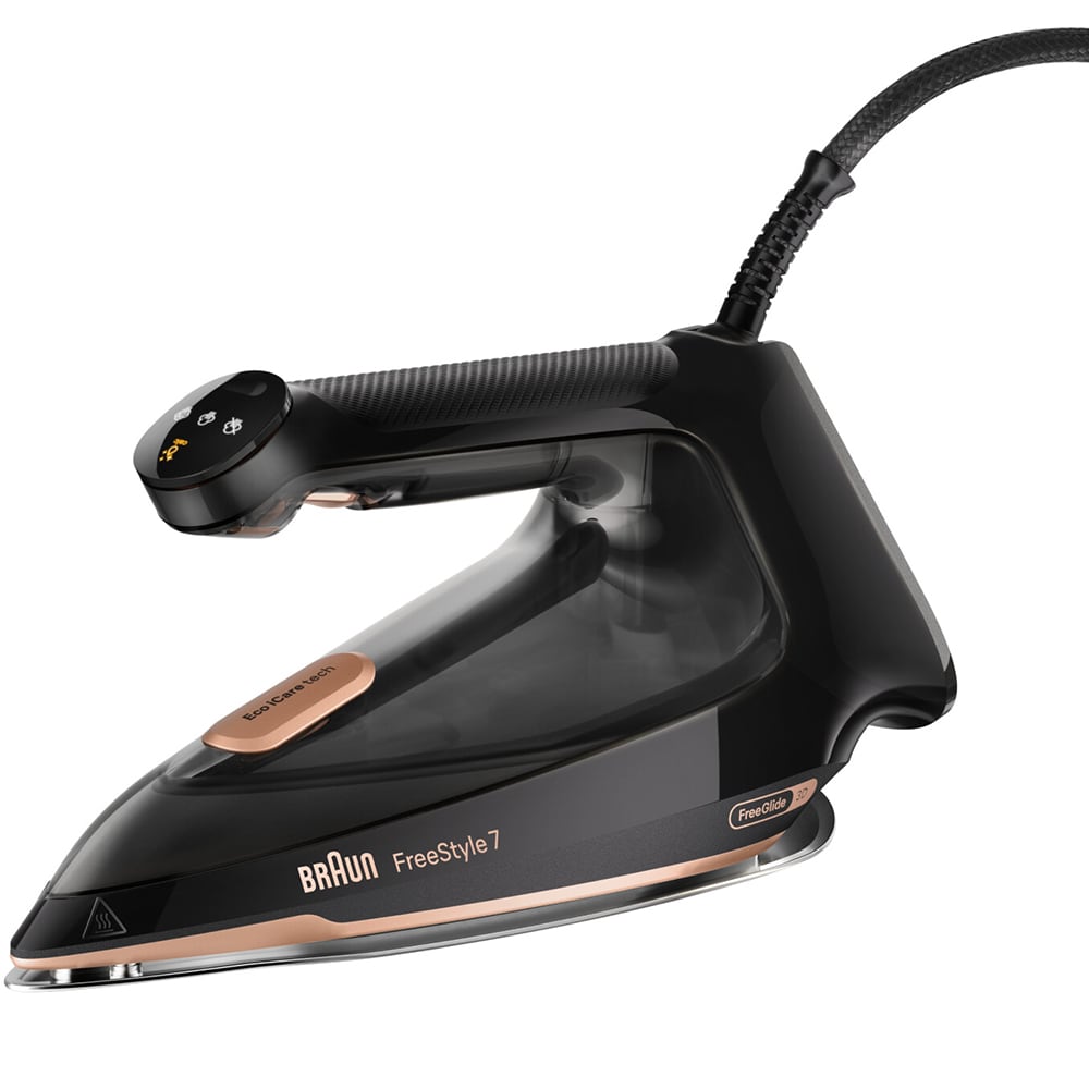 Fier de calcat BRAUN FreeStyle 7 FI7276BK, 2000W, 250g/min, 350ml, talpa EloxalPlus, negru